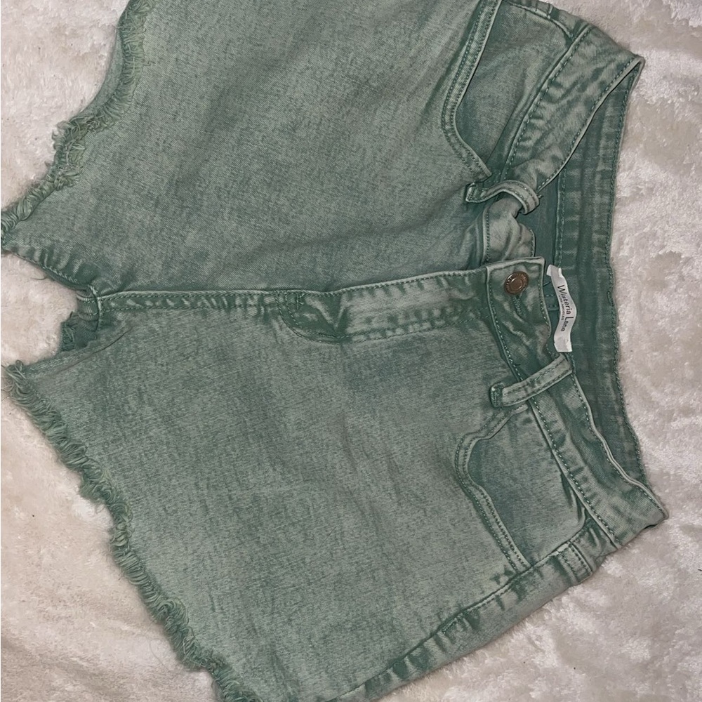 Green Denim Shorts